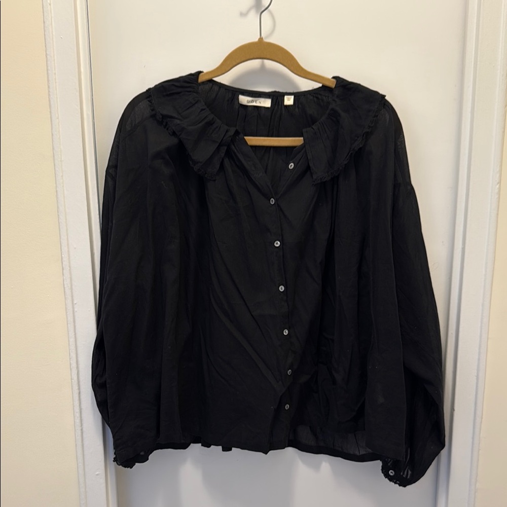 Black Ruffled Women's Top